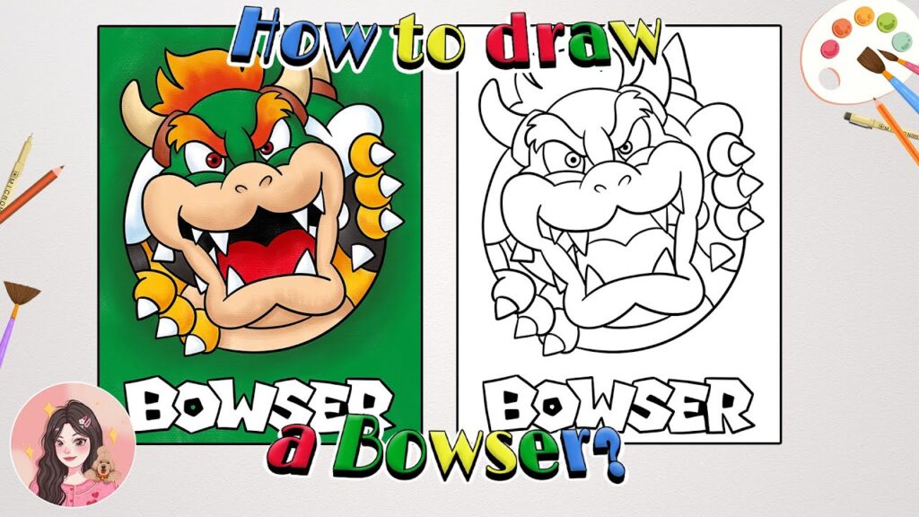 How to draw a Bowser? | Bowser drawing | the world of Mario| Bowser from super Mario|Free Outline