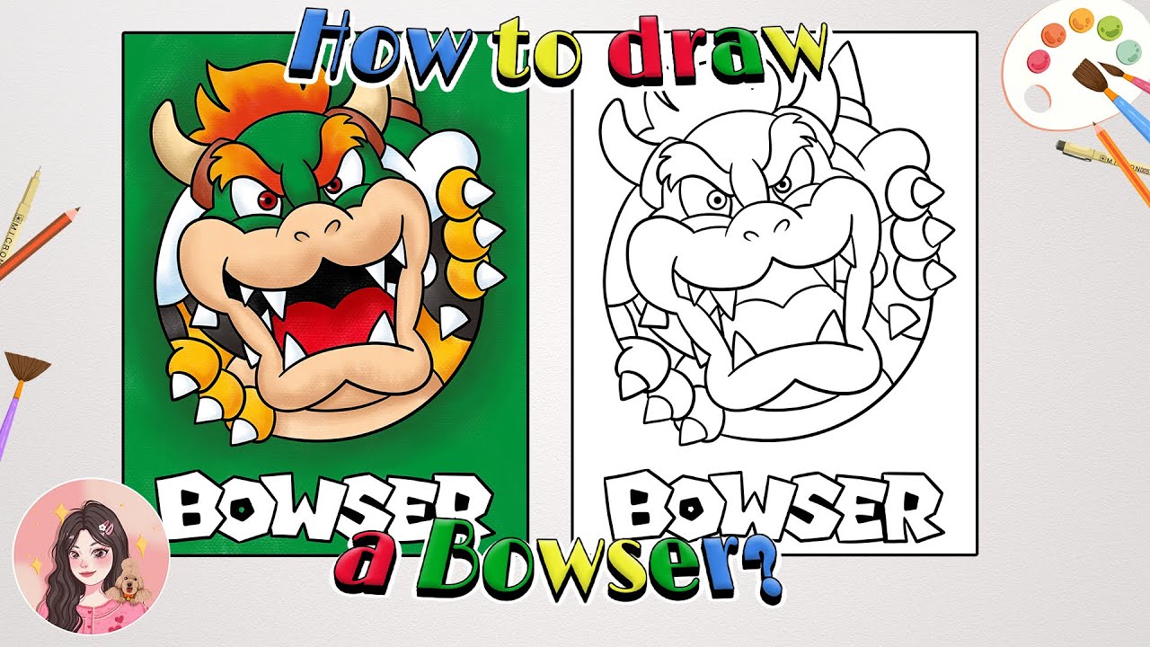How to draw a Bowser? | Bowser drawing | the world of Mario| Bowser from super Mario|Free Outline