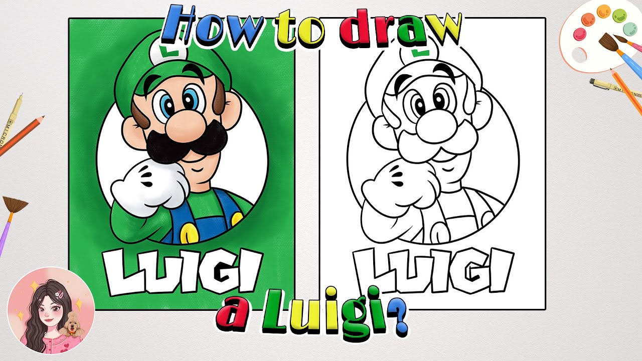 How to draw a Luigi? |Mario brother drawing|Luigi Poster|Mario Game| the world of Mario|Free outline