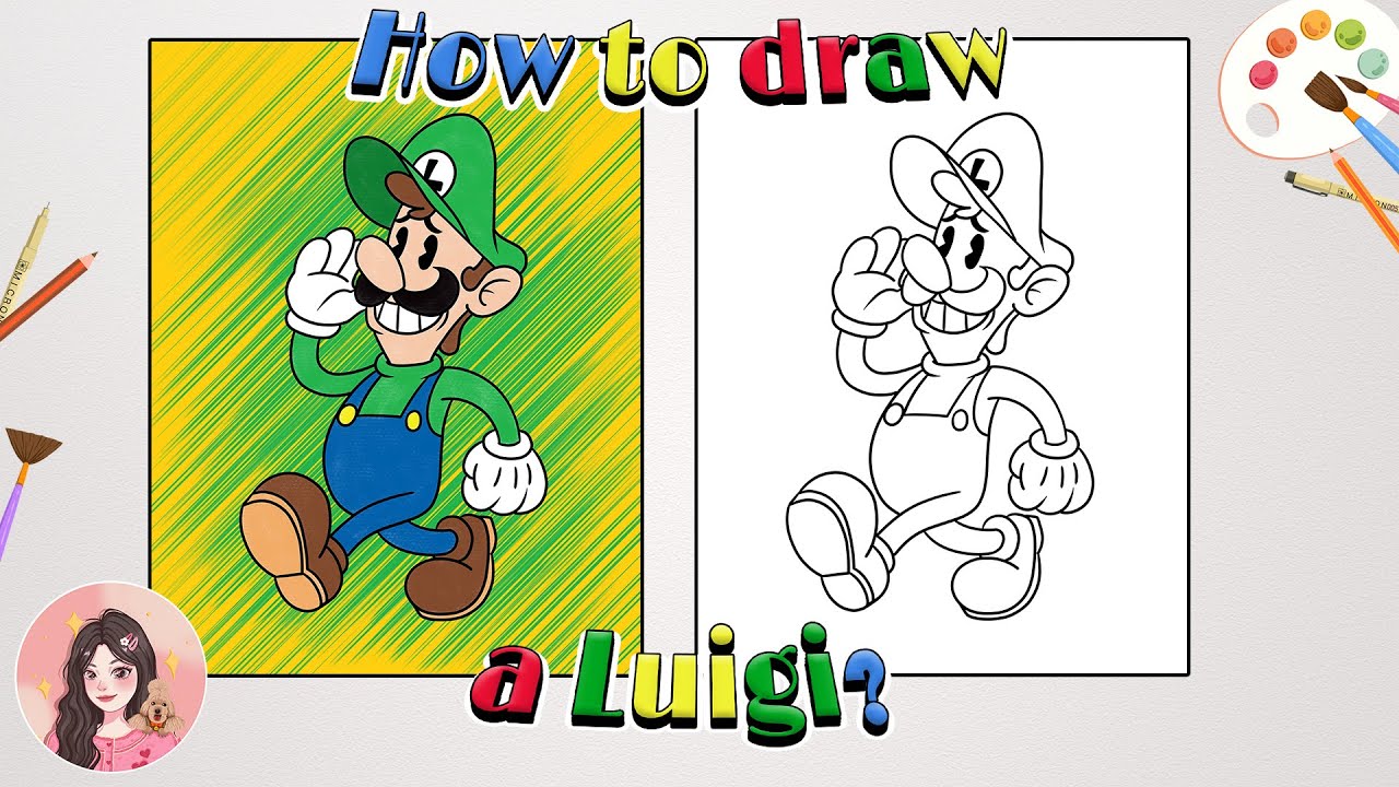 How to draw a Luigi? |Mario brother drawing|Luigi walk|Mario Game| the world of Mario|Free outline