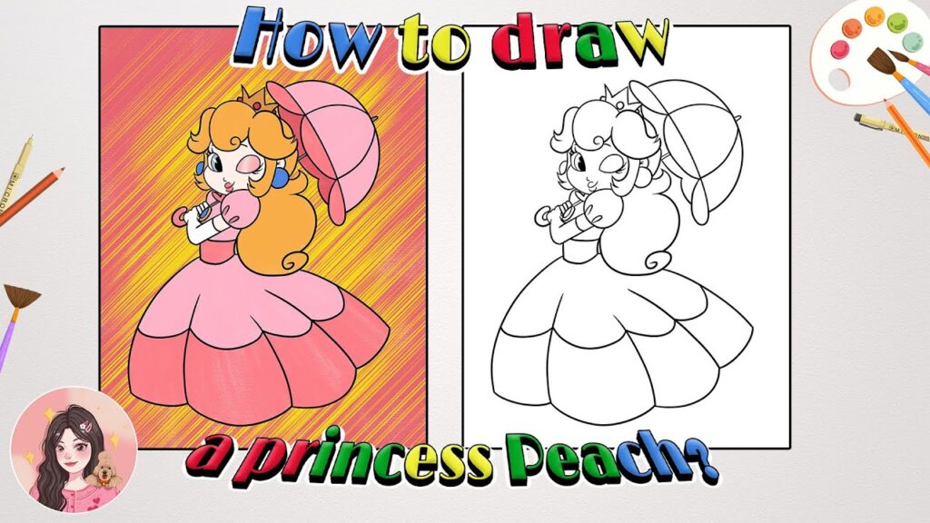How to draw a Princess Peach? |Princess Peach drawing|Mario lover| Mario Game|Free Outline