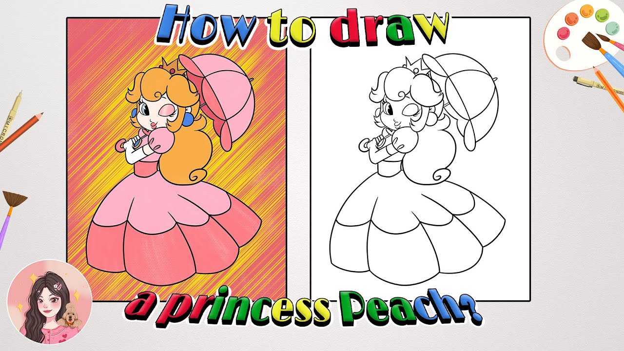 How to draw a Princess Peach? |Princess Peach drawing|Mario lover| Mario Game|Free Outline
