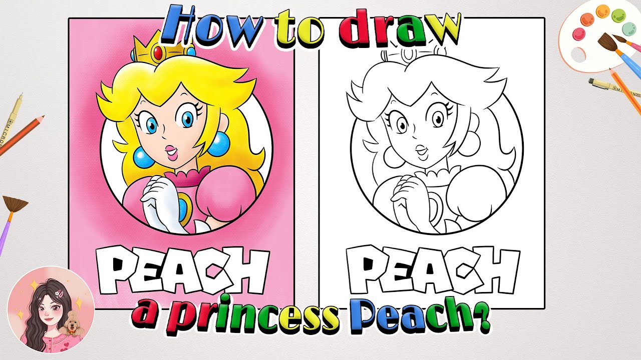 How to draw a Princess Peach?|Princess Peach drawing|Mario lover| Bueaty |Cute Princess|Free Outline