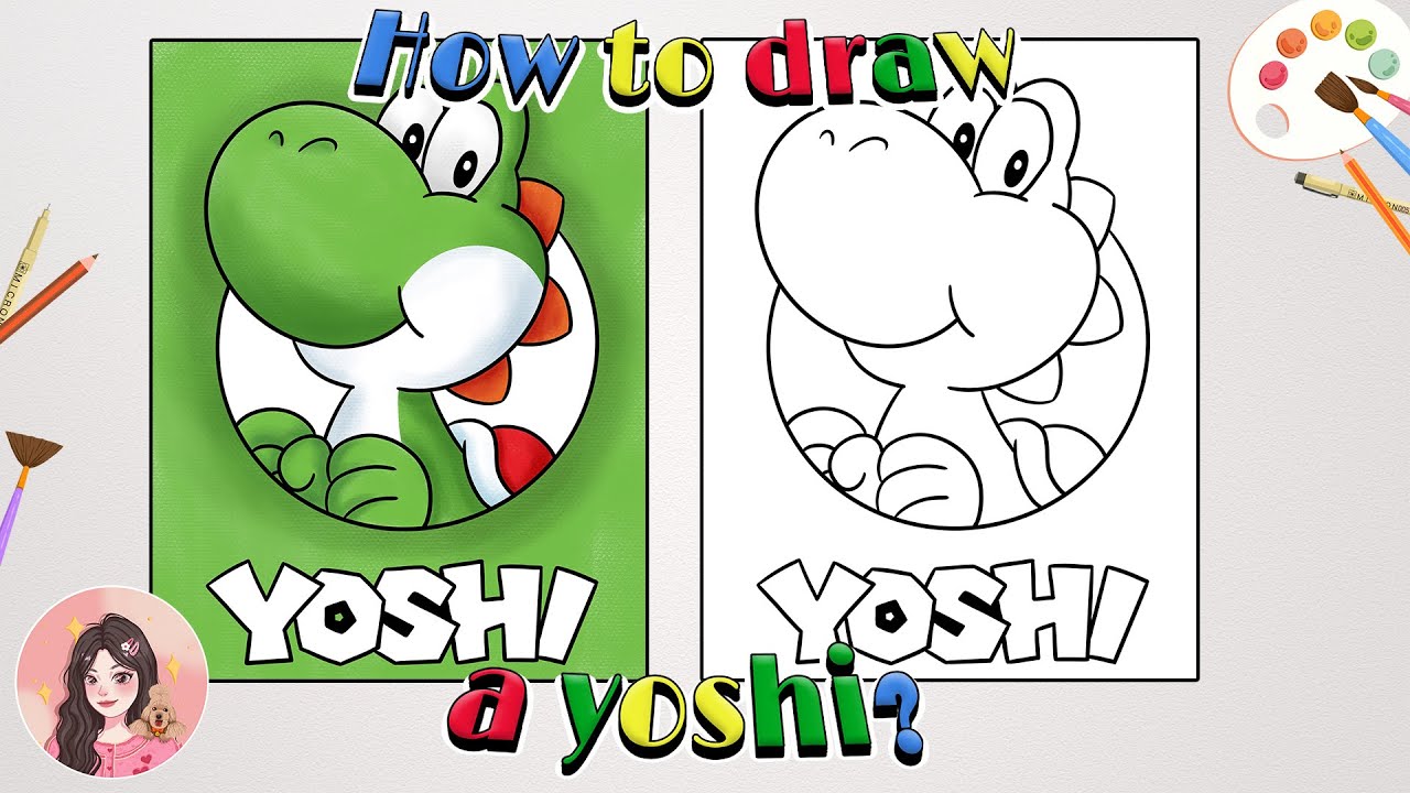 How to draw a Yoshi? | Yoshi drawing | the world of Mario| Yoshi from Super Mario |Free outline