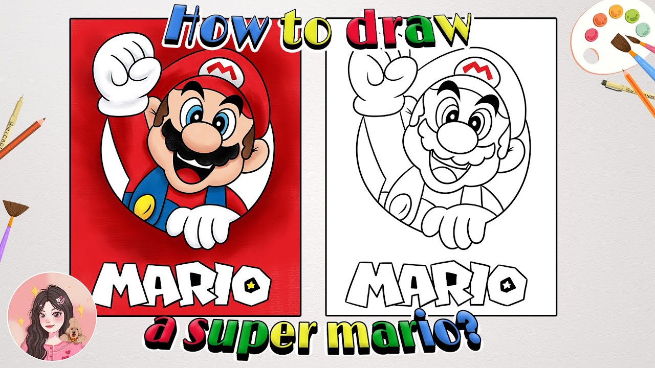 How to draw a super mario? |Mario drawing|Mario poster| Mario Game|Free download| the world of Mario